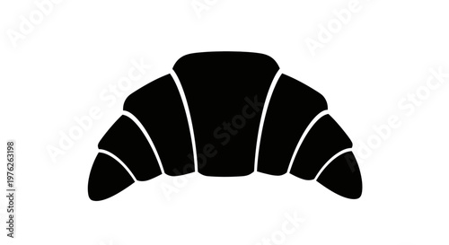 Black Silhouette Croissant Icon Symbol, Fresh Baked Pastry Food