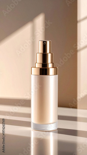 Maqueta de producto cosmético con iluminación natural.