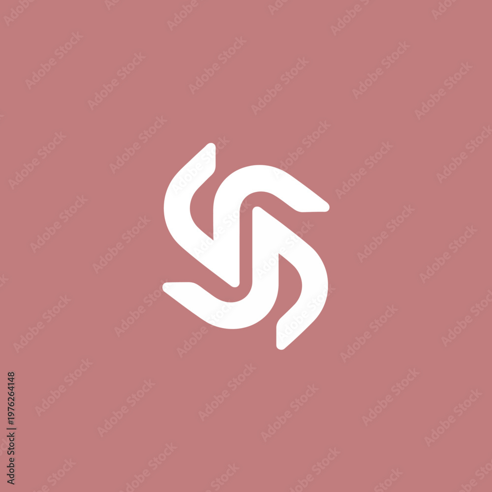 Fototapeta premium Abstract white swirling symbol on a muted pink background.