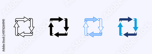 Processing Icon Set Multistyle Various Collection Element For Design