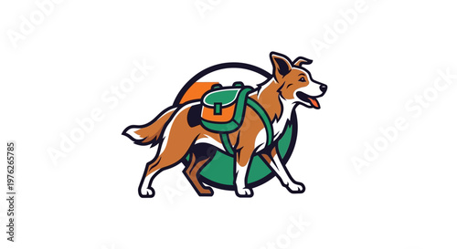 Dog with Backpack Adventure Companion Illustration.