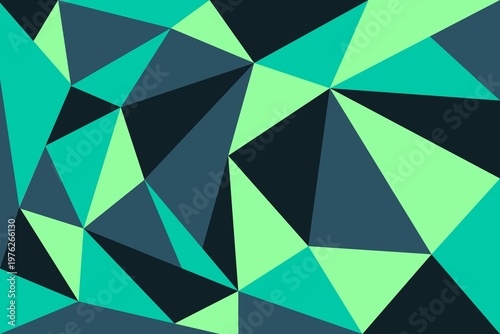 Abstract Low Poly Geometric Background with Teal, Mint and Dark Blue Gradient Modern Polygon Texture