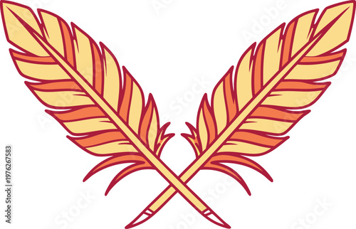 Bohemian Feather Tribal Style Illustration. Boho Feather Collection Ethnic Design. Decorative Bohemian Feather Elements Set. Boho Chic Feather Pattern Collection. Ethnic Feather Ornament Bohemian