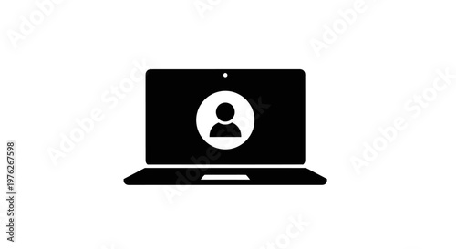 Laptop Displaying User Profile Icon for Online Personal Account Access