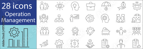 Risk management icon set featuring security, assessment, analysis, protection, and compliance symbols in modern flat vector style.