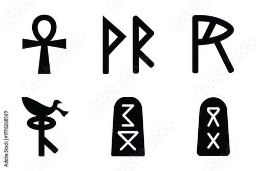 Ancient Egyptian hieroglyphic symbols on a white background