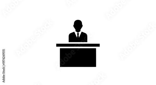 Silhouette of a Person in Suit at a Reception Desk
