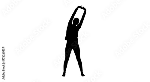 Silhouette of a Person Stretching Arms Upwards for Exercise and Fitness
