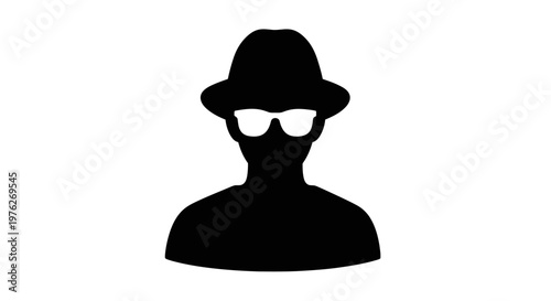 Silhouette of a Person Wearing Sunglasses and a Hat, Representing Mystery and Intrigue