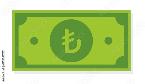 Turkish Lira banknote icon representing currency and finance