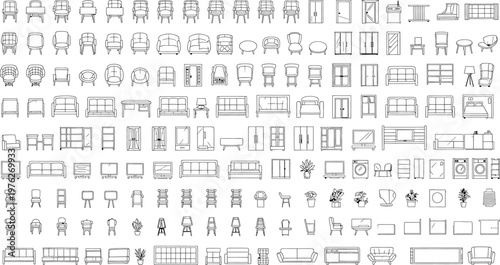 Intricate black and white line drawing of egyptian hieroglyphs isolated on transparent background