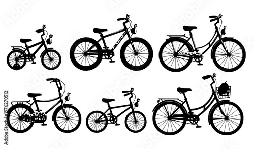 Colorful Cartoon Bicycle Collection for Different Ages and Uses Vector Illustration