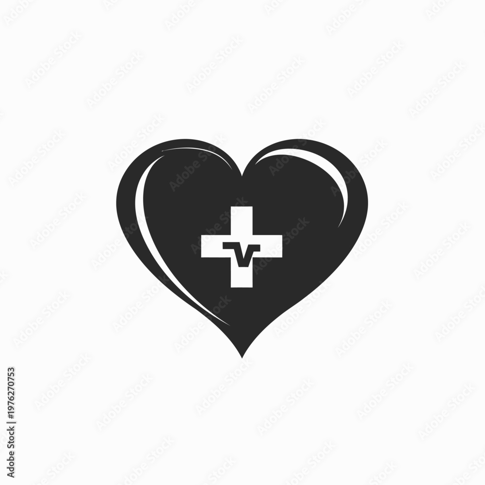 Fototapeta premium A heart-shaped graphic with a cross inside that contains the letter 