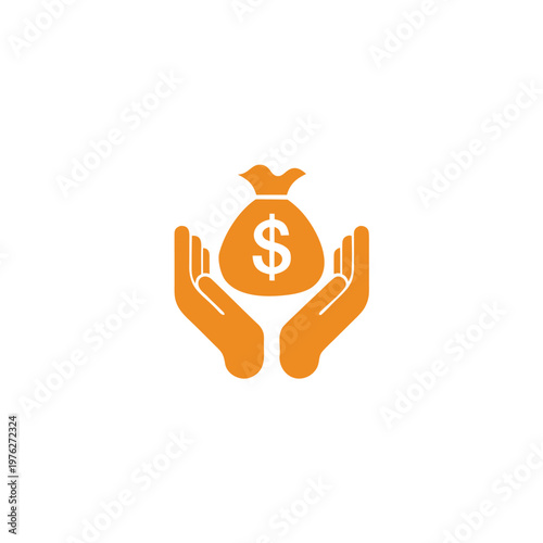 Golden hand holding money bag with dollar sign symbolizing wealth and finance