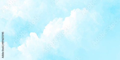Light sky blue and white grunge smooth shades aquarelle background. sky cloud for wallpaper backdrop texture. blue watercolor splash stroke background with clouds. hand drawn paint watercolor texture.