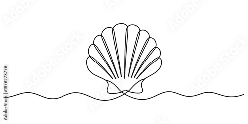 Minimalist Single Line Drawing of a Seashell