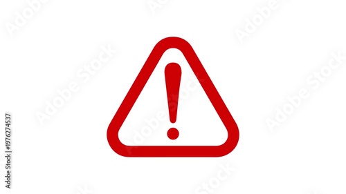 Animated red alert icon for security or system error, Red flashing warning triangle icon. Emergency alert symbol with blinking exclamation mark animation.