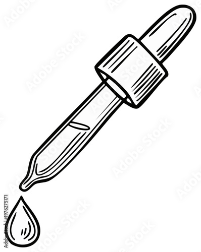 Dropper Dispensing Liquid Outline Style Illustration Healthcare Pharmaceutical