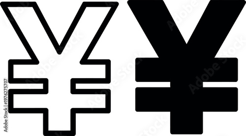 Comparison of yen currency symbols in different styles and colors