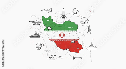 Vector illustration of administrative maps and national flags for the Iran
