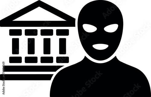 Anonymized figure standing beside a classical government building silhouette