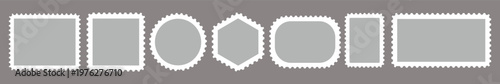 Collection of various shaped blank postage stamp templates for design and mockup purposes online
