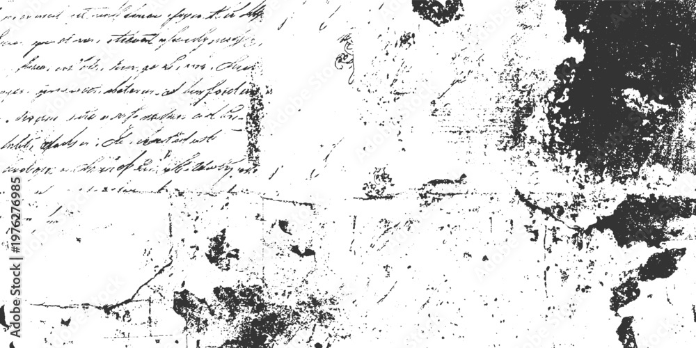 Fototapeta premium Aged handwritten document with dark ink scribbles and textured paper background antique