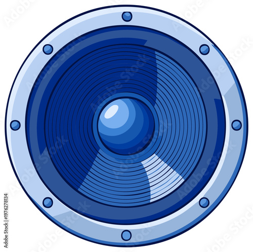 Blue and silver audio speaker illustration, perfect for music and sound design projects.