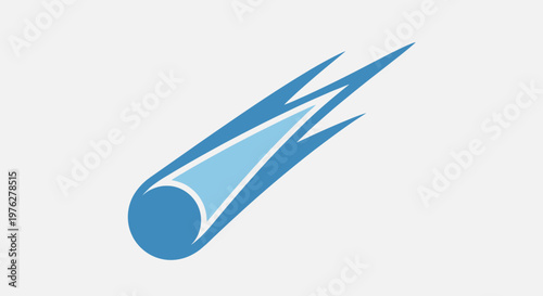 Stylized blue comet icon vector illustration against a neutral background