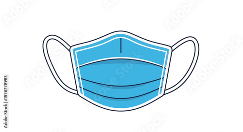 A blue surgical face mask on a white background for health and safety