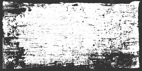 Grungy distressed black and white textured background with rough splatters and horizontal lines grunge