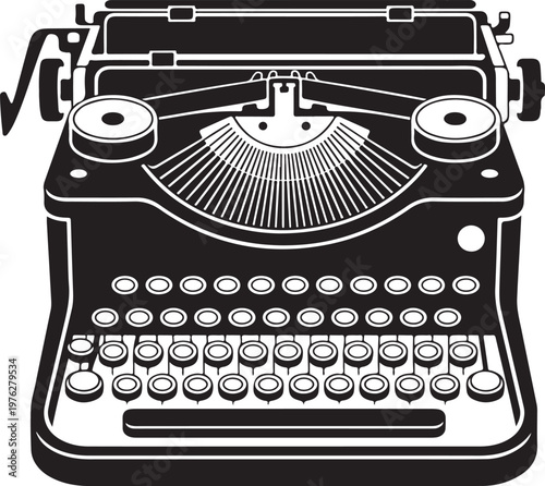 old typewriter on white background