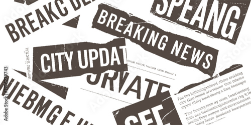 Torn Newspaper Headlines Breaking News City Update Private Speech