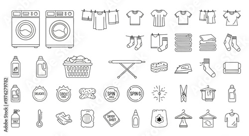 Laundry and cleaning icons and symbols.