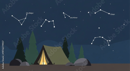 Illuminated Canvas Camping Tent with Entrance.