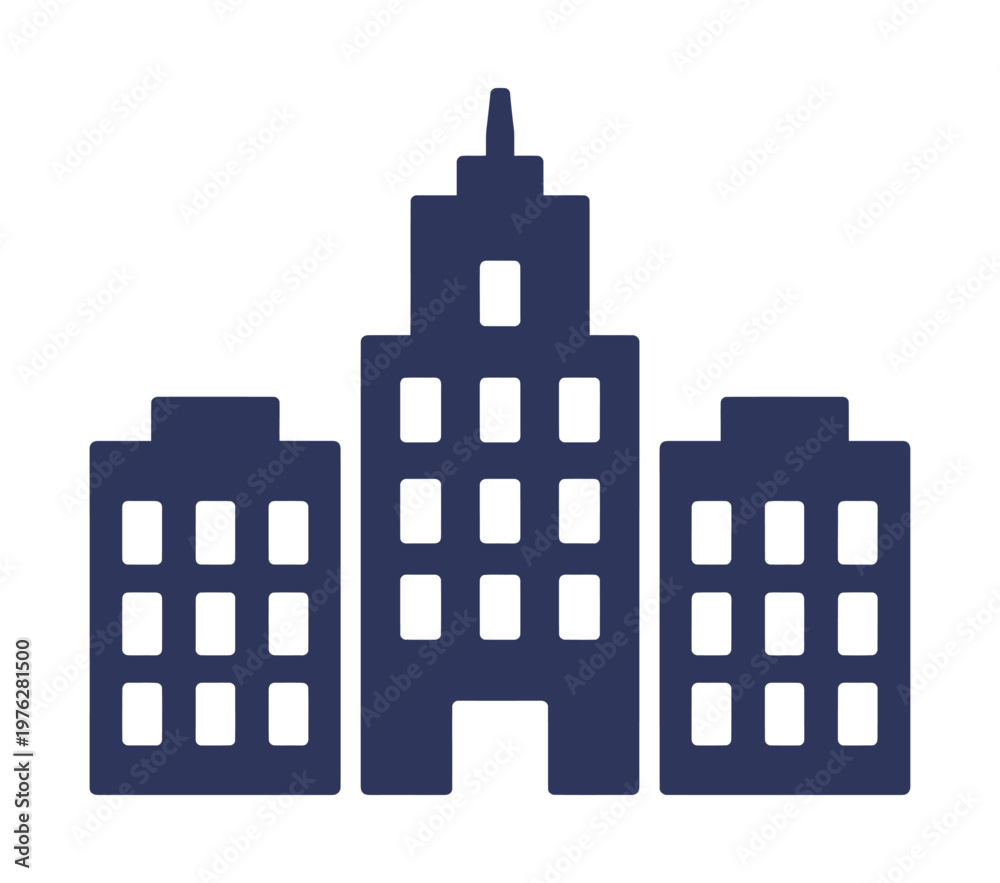 Naklejka premium A vector illustration of a city skyline featuring three distinct buildings in a minimalist style