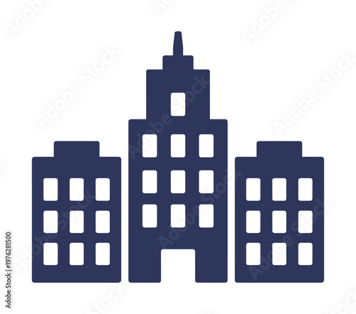 Bild auf Leinwand A vector illustration of a city skyline featuring three distinct buildings in a