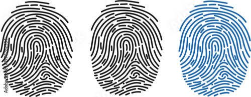 Set of human finger prints. identification and authentication concept. biometric security access.