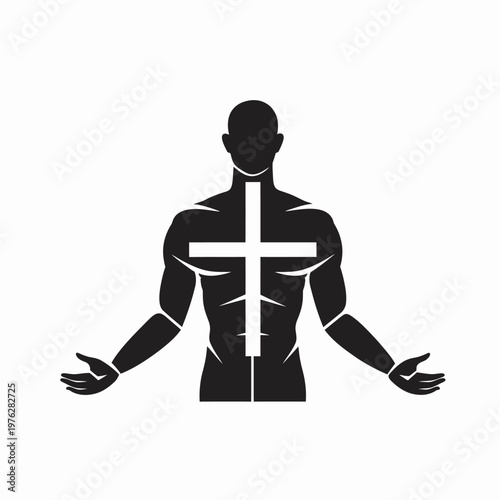 A human silhouette with a cross shape centered on the body and open arms