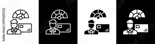 Credit Score Icon Of Line Black And White Style Vector Illustrationn