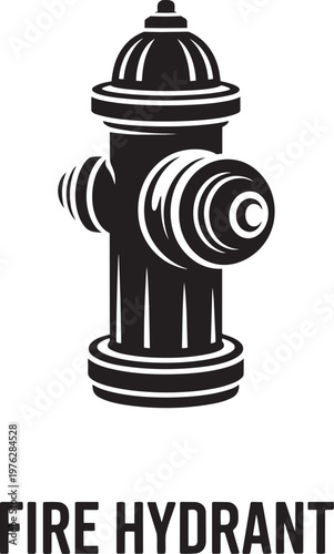 Fire hydrant silhouette illustration for emergency fire safety and outdoor water supply equipment