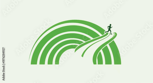 Person Running Up Green Archway Graphic.