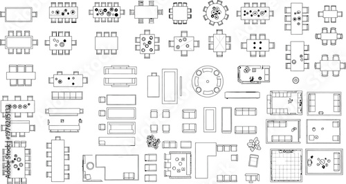 Intricate black and white floor plans architectural blueprints isolated on transparent background