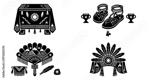 Andean ceremonial symbols and tribal object vector set