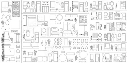 Architectural blueprints and plans collage isolated on transparent background detailed technical drawings