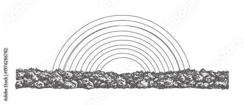 Foto Hand drawn of a rainbow arching over a textured ground nature