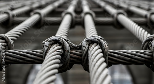 Intertwined Steel Cables Industrial Texture.