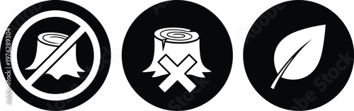 No Deforestation and Eco-Friendly Icons Set for Environmental Conservation and Sustainability Campaigns