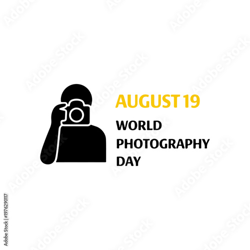 August 19 World Photography Day
Vector holiday banner on a white background