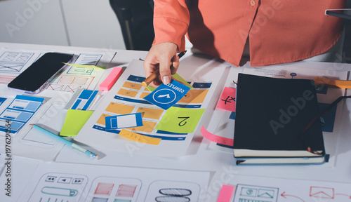 team of UI UX web designer are working together to develop mobile responsive websites with UI UX front end designer previews